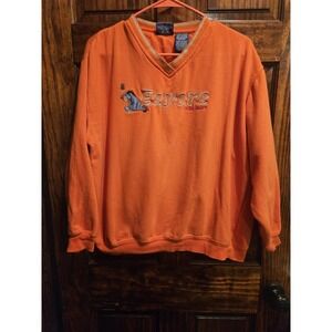 Vintage Disney Eeyore Sweatshirt XL Orange V Neck Embroidered Pooh